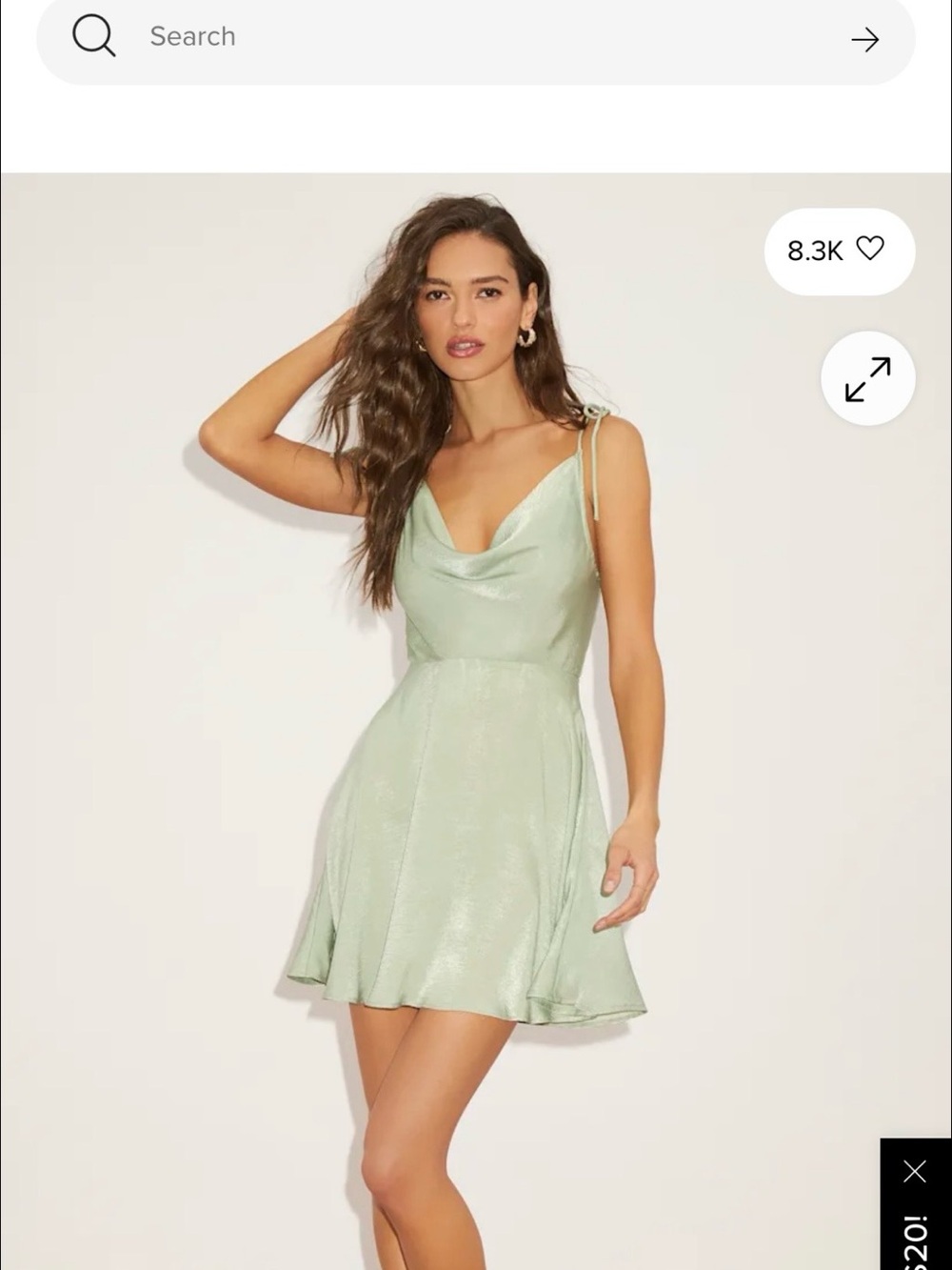 Tie-Shoulder Satin Mini Dress. Light Sage Size L fits closer to M. New w/ tags!